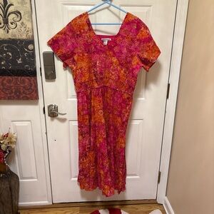 Serengeti Pink and Orange Floral Midi Dress